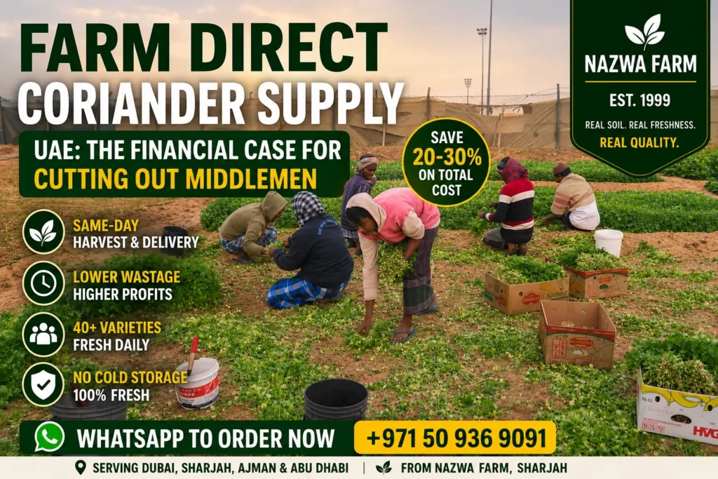 Fresh Coriander Harvest at Nazwa Farm