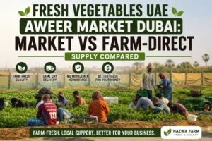 Fresh vegetables UAE farm-direct supply compared with Aweer Market Dubai